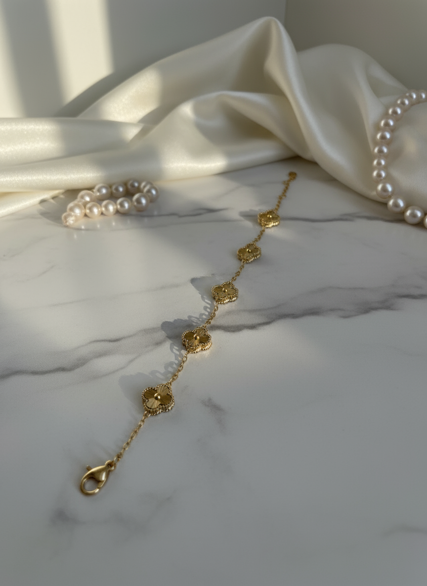 Mini Firkløverarmbånd guld