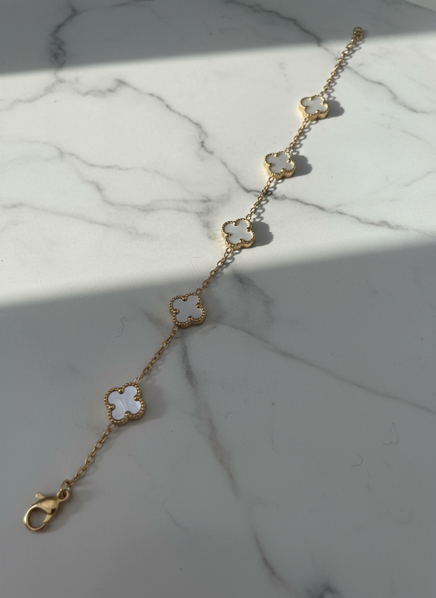 Mini Firkløverarmbånd hvid