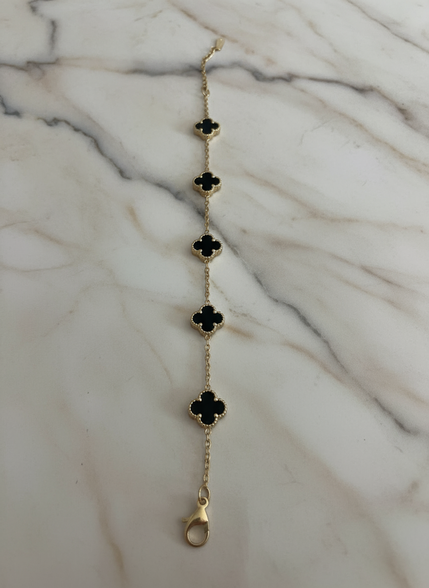 Mini Firkløverarmbånd sort