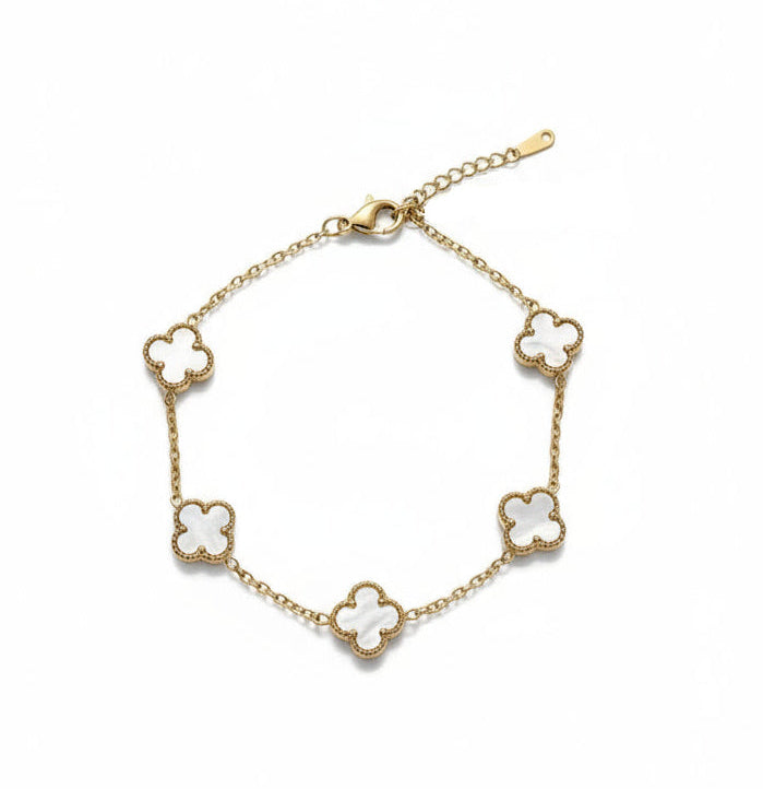 Mini Firkløverarmbånd hvid