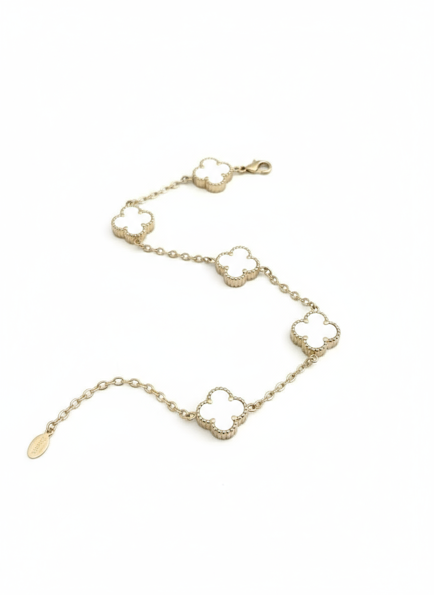 Mini Firkløverarmbånd hvid