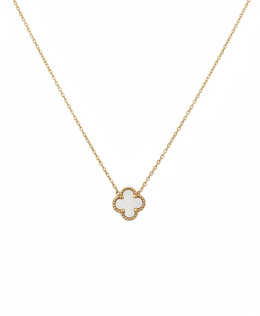 Mini Firkløver Halskæde Hvid