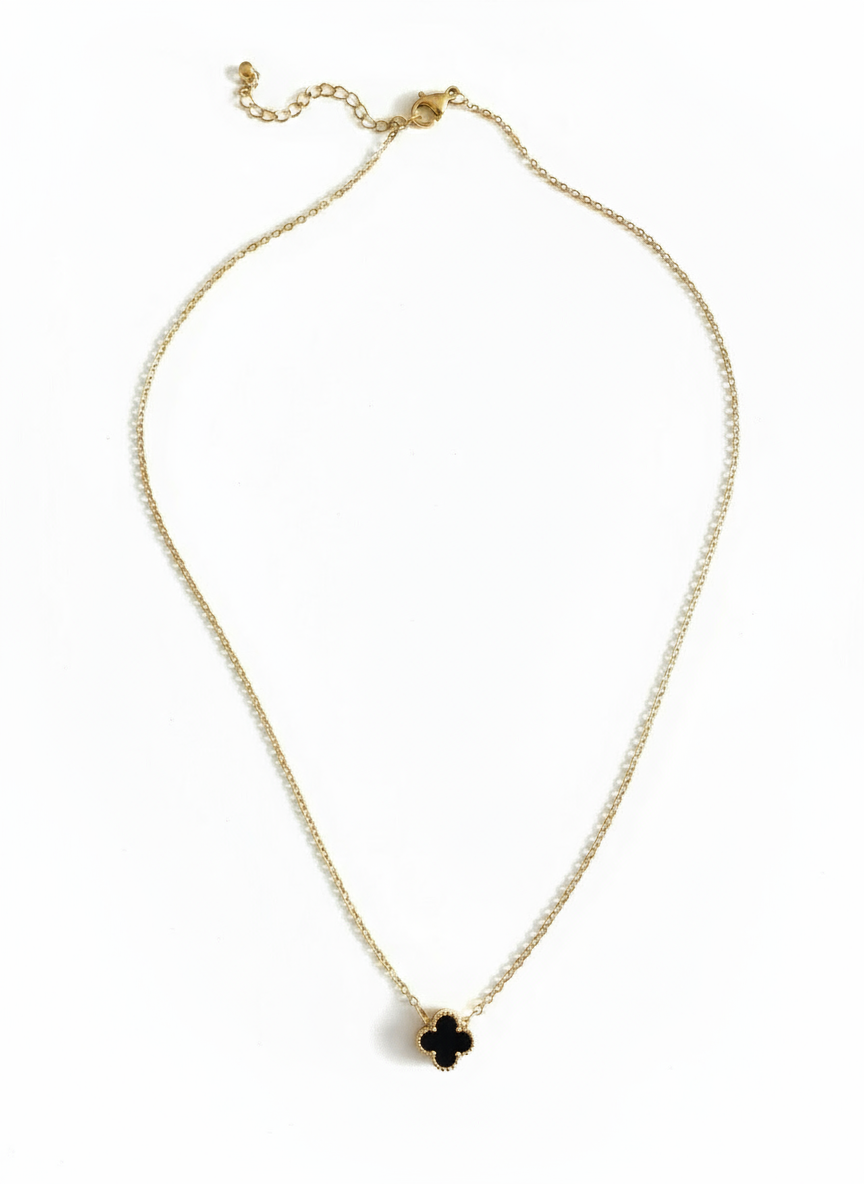 Mini Fyrklöver Halsband Svart