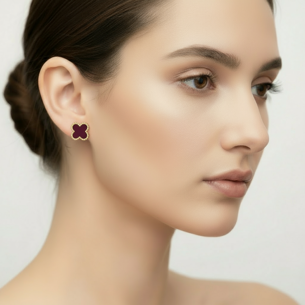 Firkløver Øreringene rød