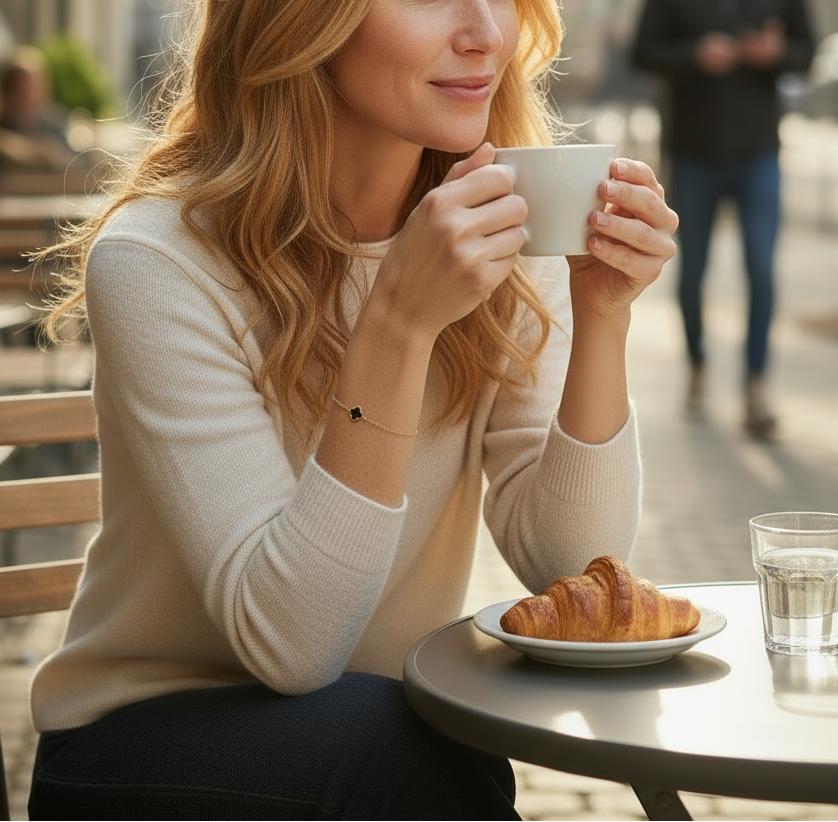 Mini Firkløverarmbånd 1 Motiv Sort