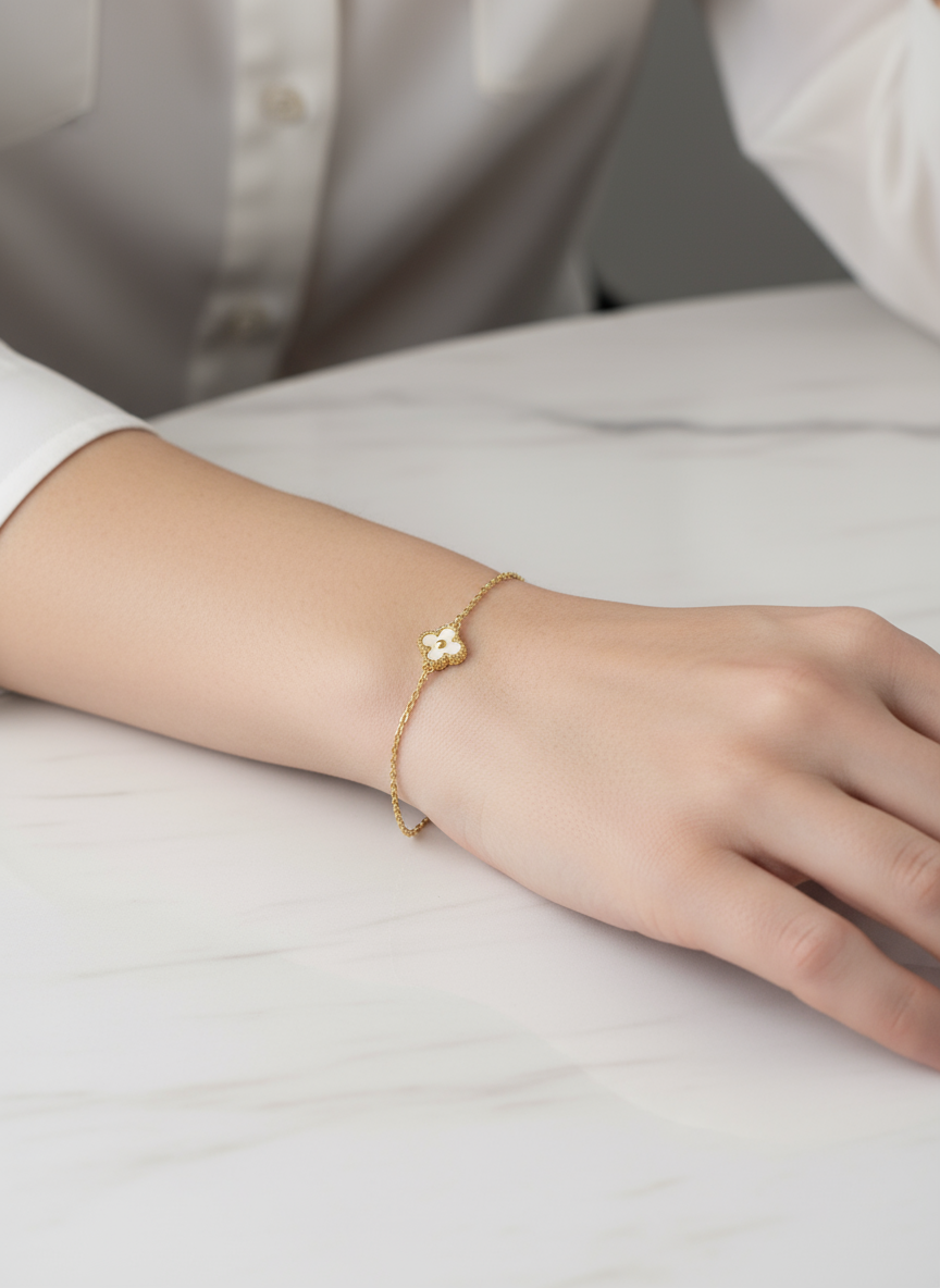 Mini Firkløver Armbånd 1 Motiv Guld