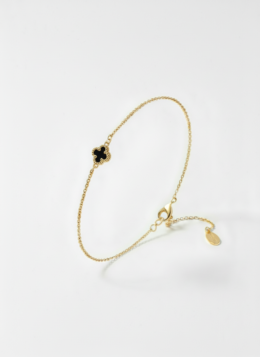 Mini Firkløverarmbånd 1 Motiv Sort