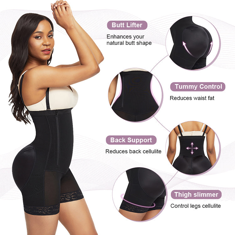 Shapewear Shorts / Body Shaper med lynlås og skulderrem