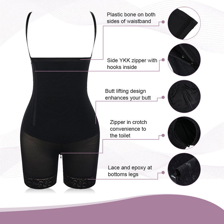 Shapewear Shorts / Body Shaper med lynlås og skulderrem