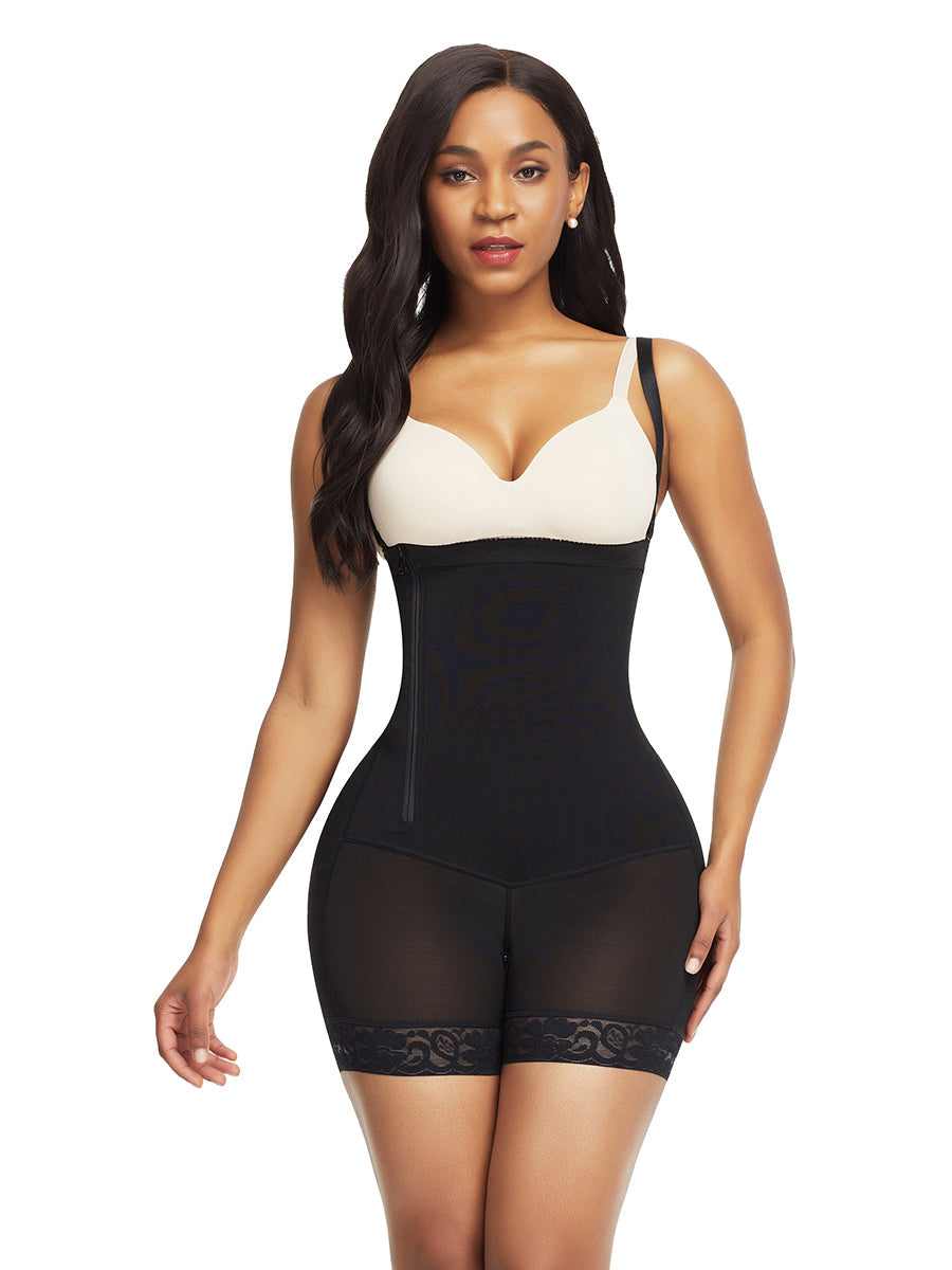 Shapewear Shorts / Body Shaper med lynlås og skulderrem