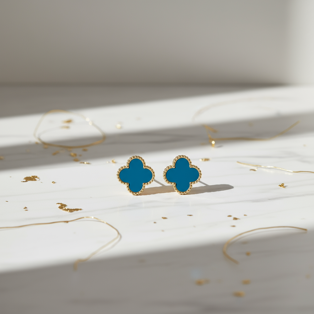 Firkløver Øreringene Blå