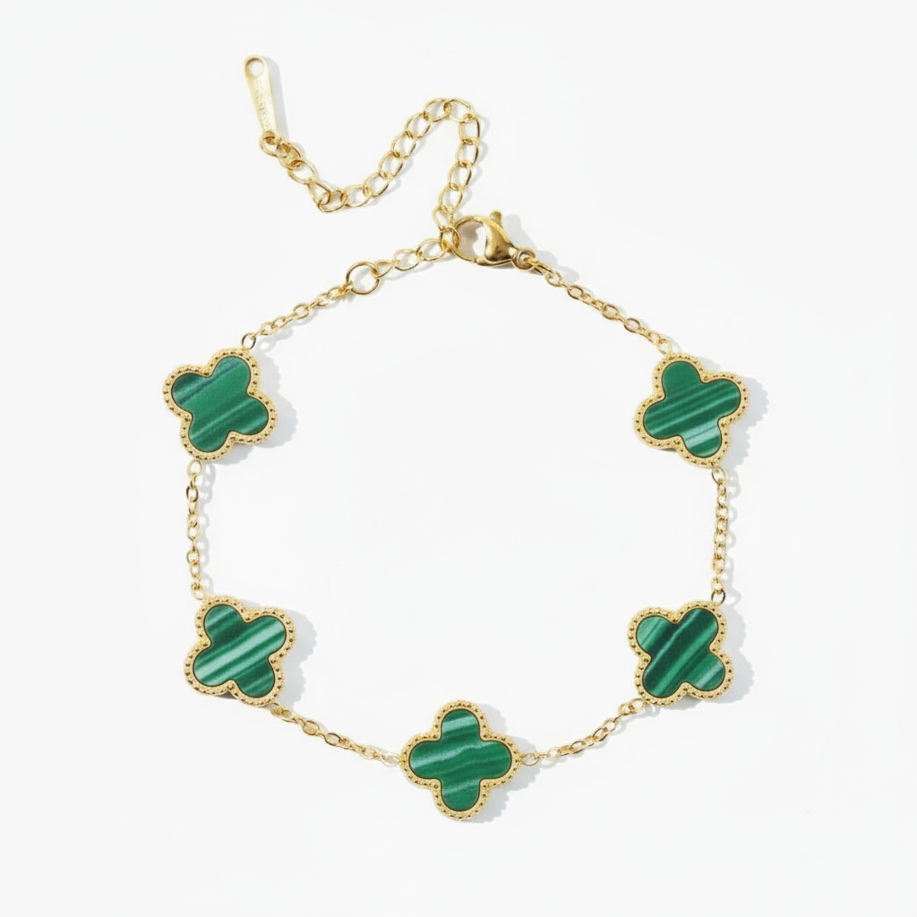 Celia Dobbeltsidet firkløver armbånd Grøn