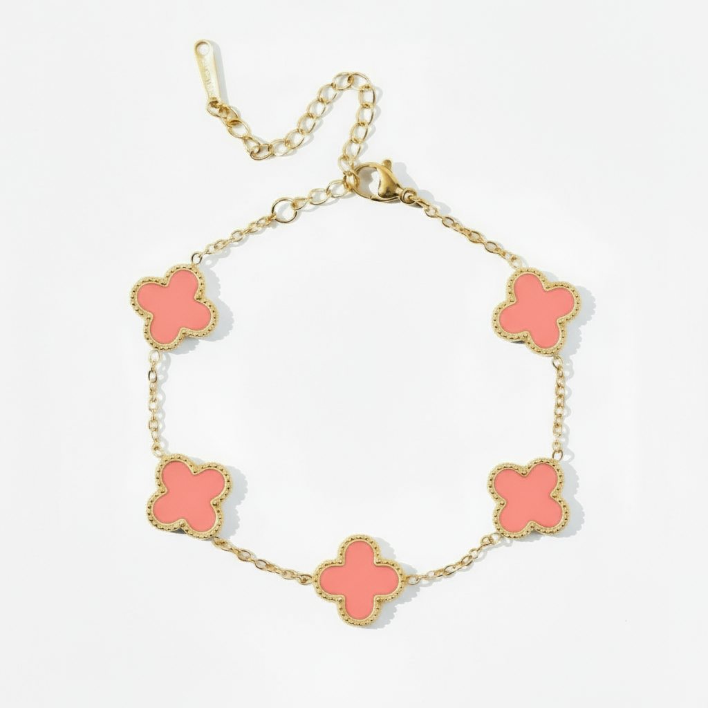 Dobbeltsidet firkløver armbånd Lyserød