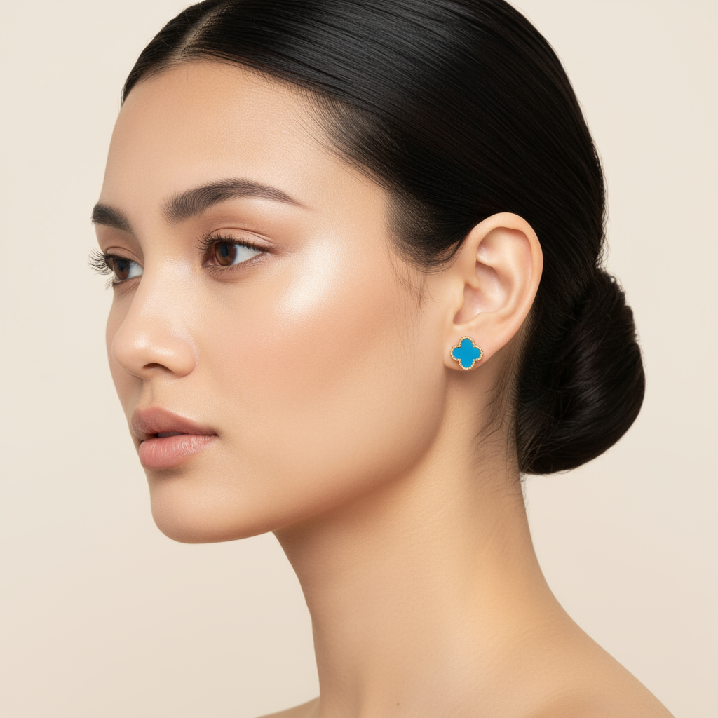 Firkløver Øreringene Blå