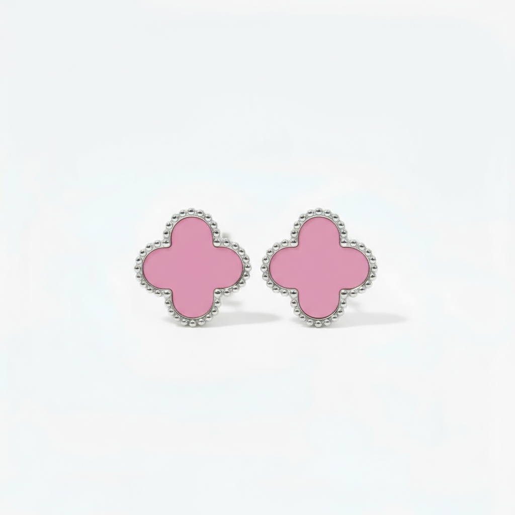 Rossana Silver Fyrklöver Örhängen Rosa