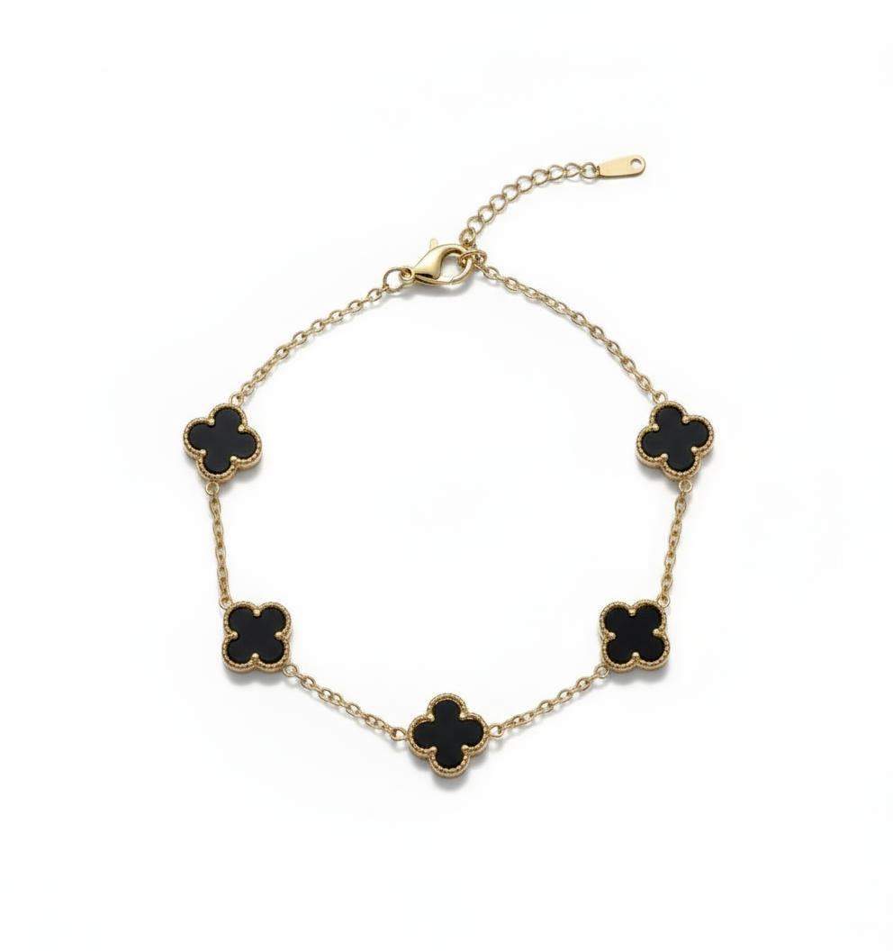 Mini Firkløverarmbånd sort