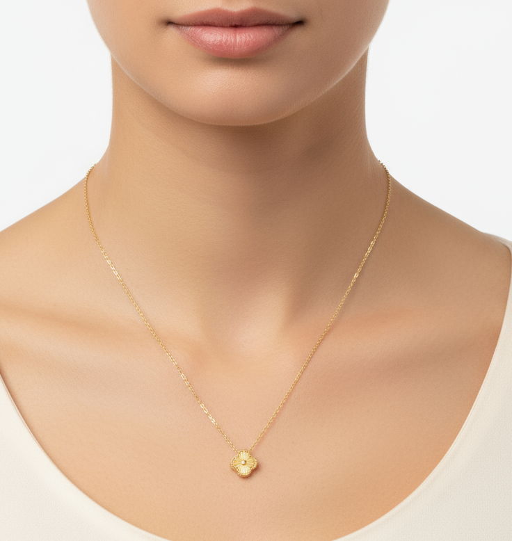 Mini Firkløver Halskæde Guld