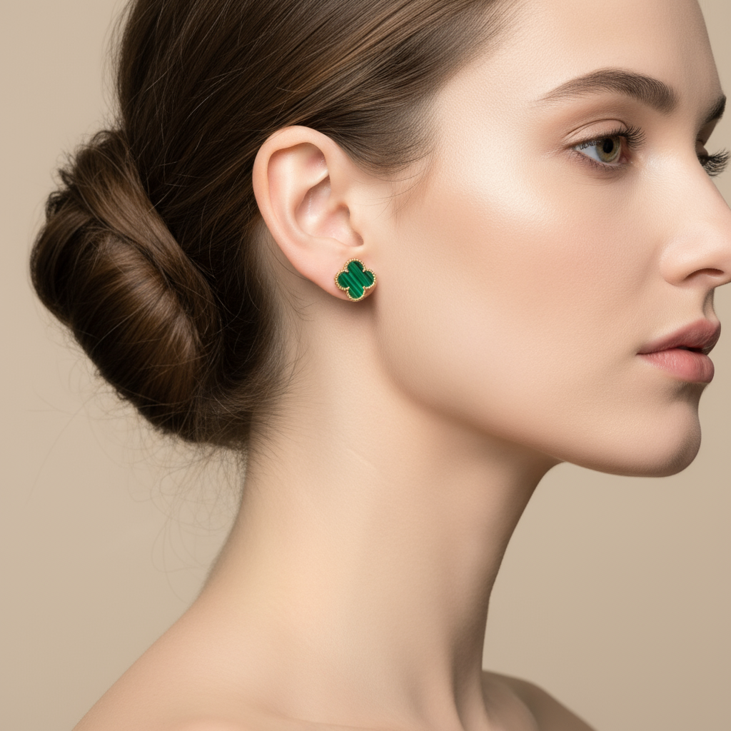 Celia Firekløver Øreringe Grøn