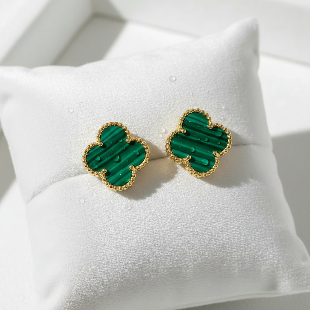 Celia Firekløver Øreringe Grøn