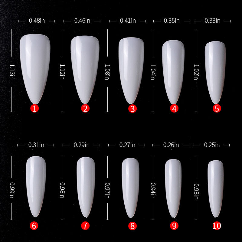 Nail tips 500 pack / Løse negler Lang mandel stilett