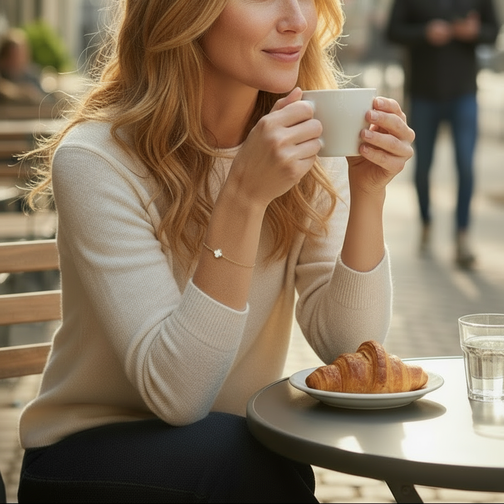 Mini Firkløverarmbånd 1 Motiv Hvid