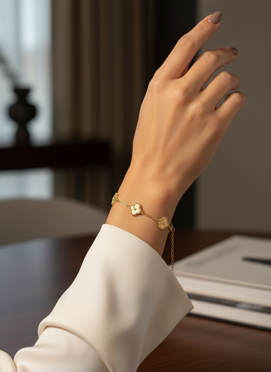 Mini Firkløverarmbånd guld