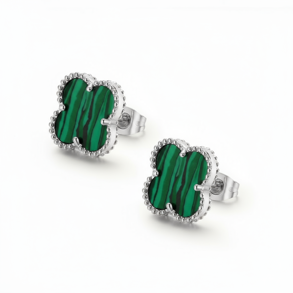 Celia Sølv Firkløver Øreringe Grønne