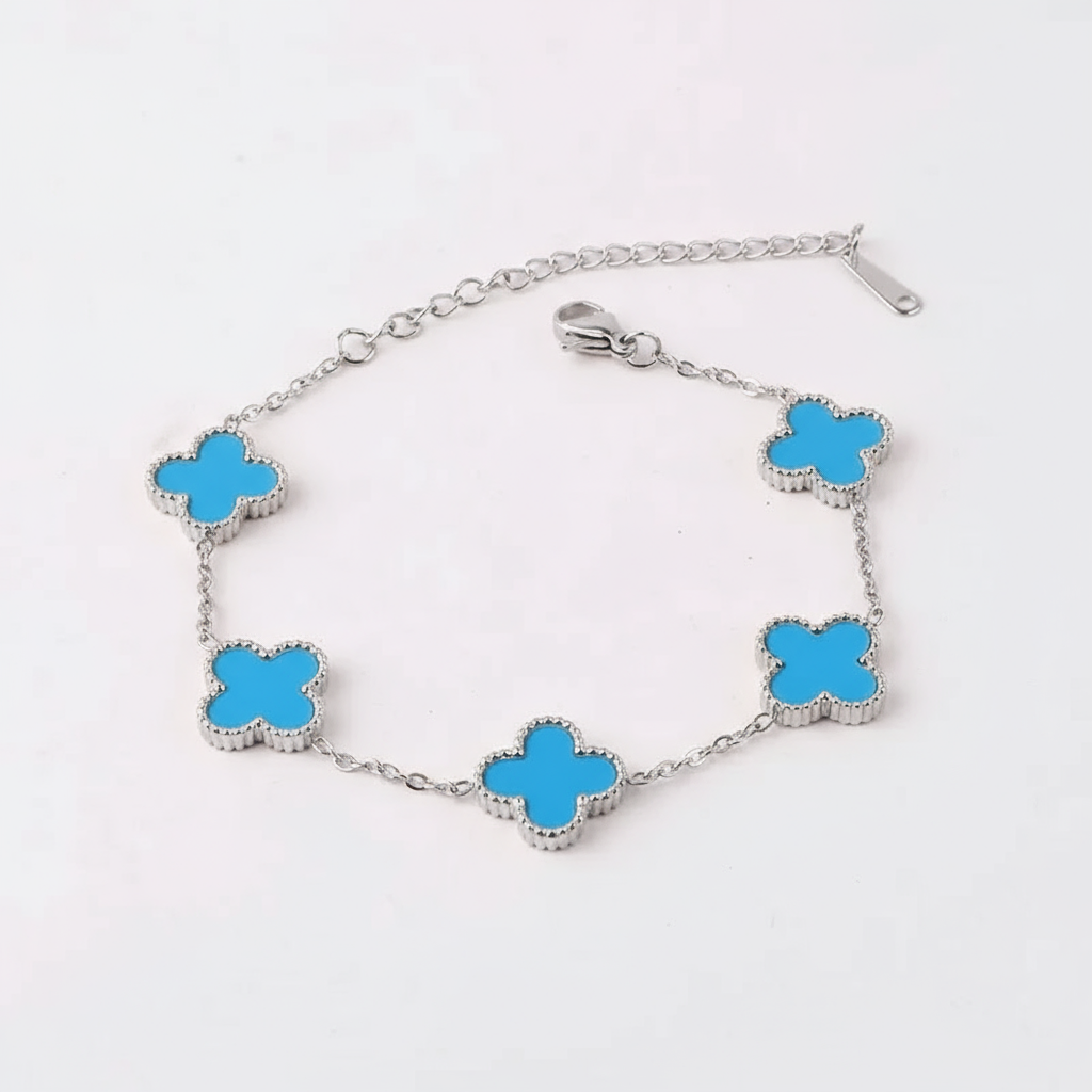 Azzurra Sølv Firkløverarmbånd Blå