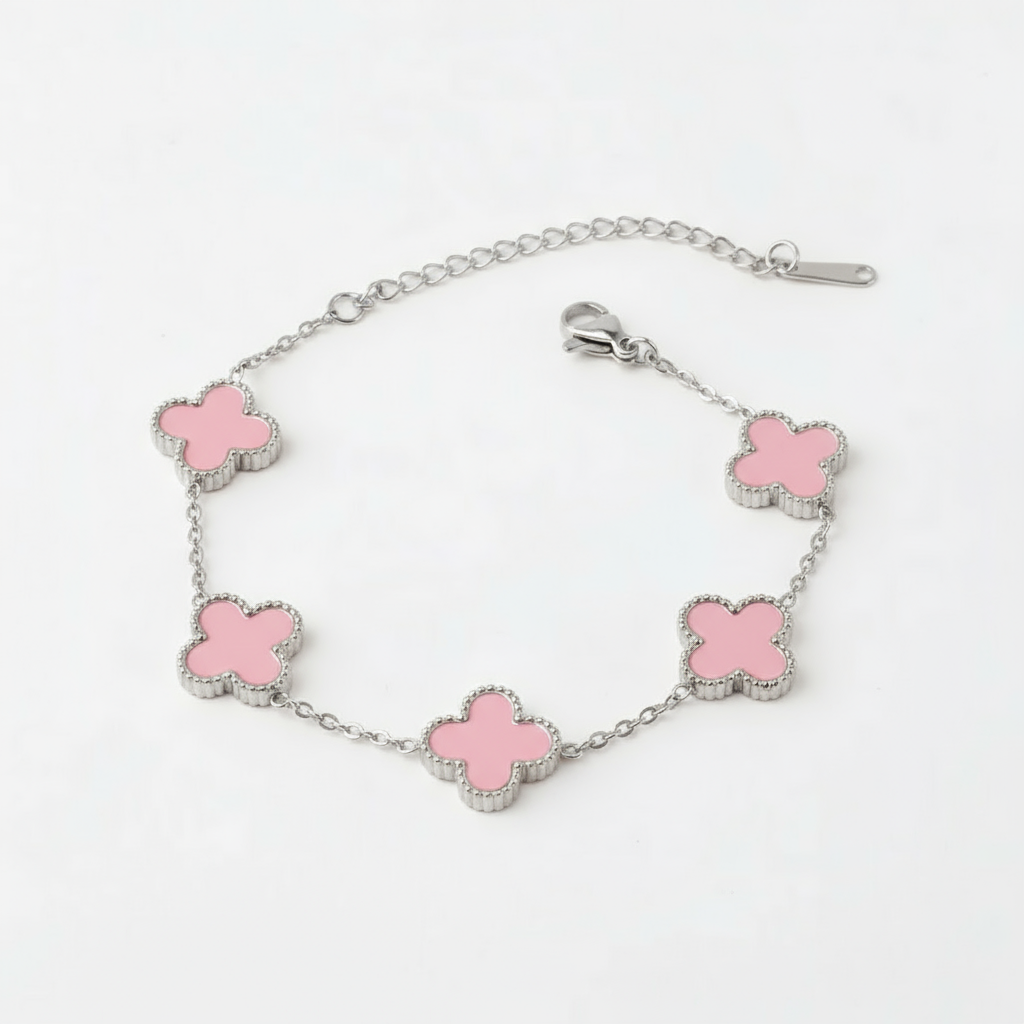 Rossana Silver  Fyrklöver Armband Rosa