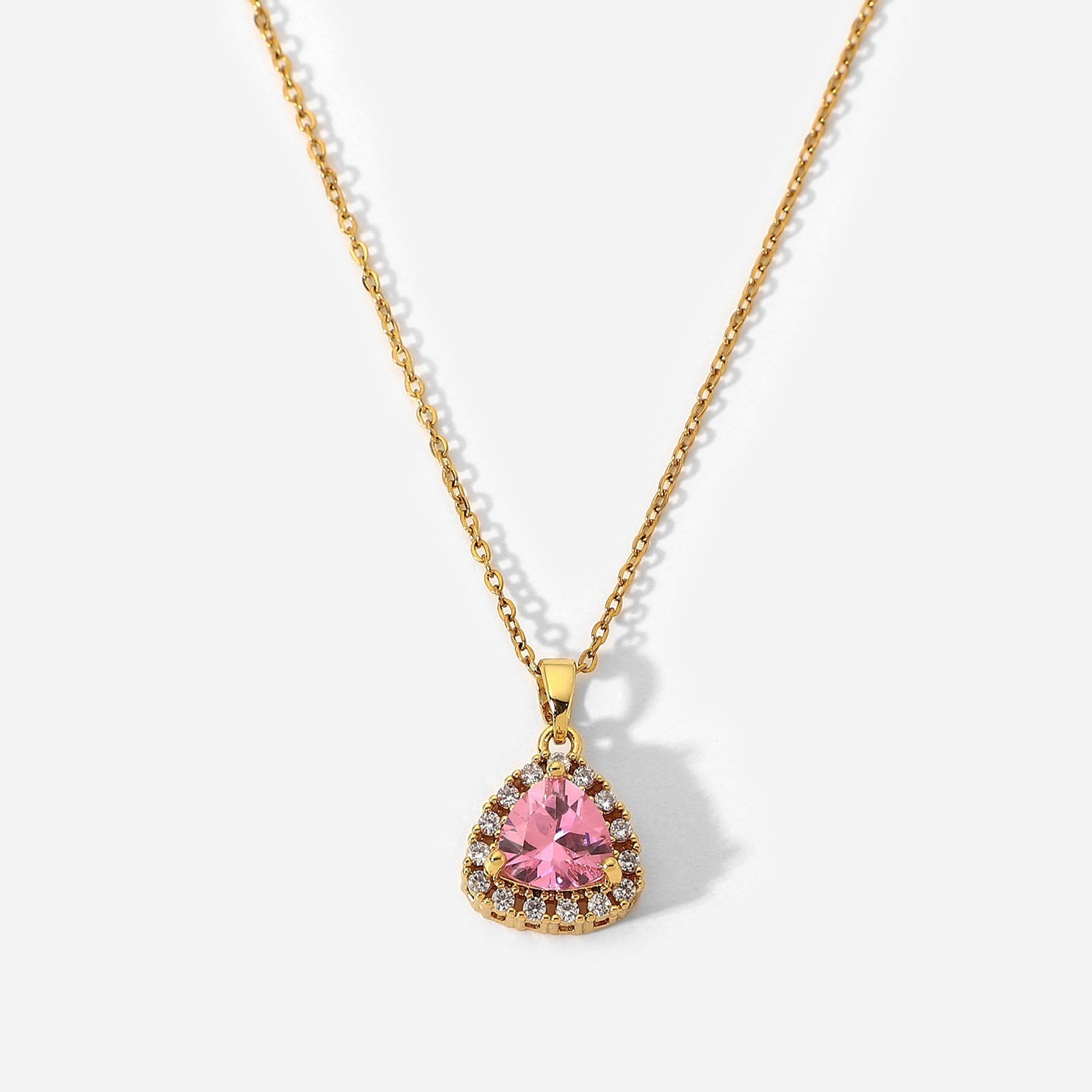 Rosa trekant smykke med cubic zircon