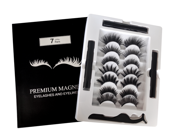 Magnetiska Ögonfransar 7 Par & 3 st Eyeliners Pack
