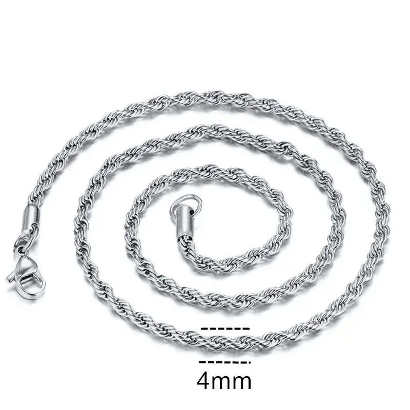 Rope chain Halsband Silver 4 mm/60 cm